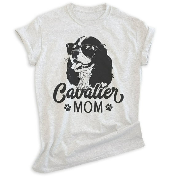 Cavalier Mom, Unisex Women's Shirt, Cavalier King Charles Spaniel, Cavalier Owner, Funny Dog Mom Gift, Heather Ash, Medium