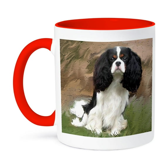 3dRose, Cavalier Spaniel, 11oz Two-Tone Red Mug
