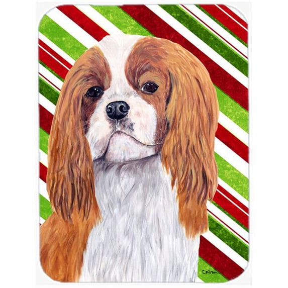 Cavalier Spaniel Candy Cane Holiday Christmas Glass Cutting Board - Large