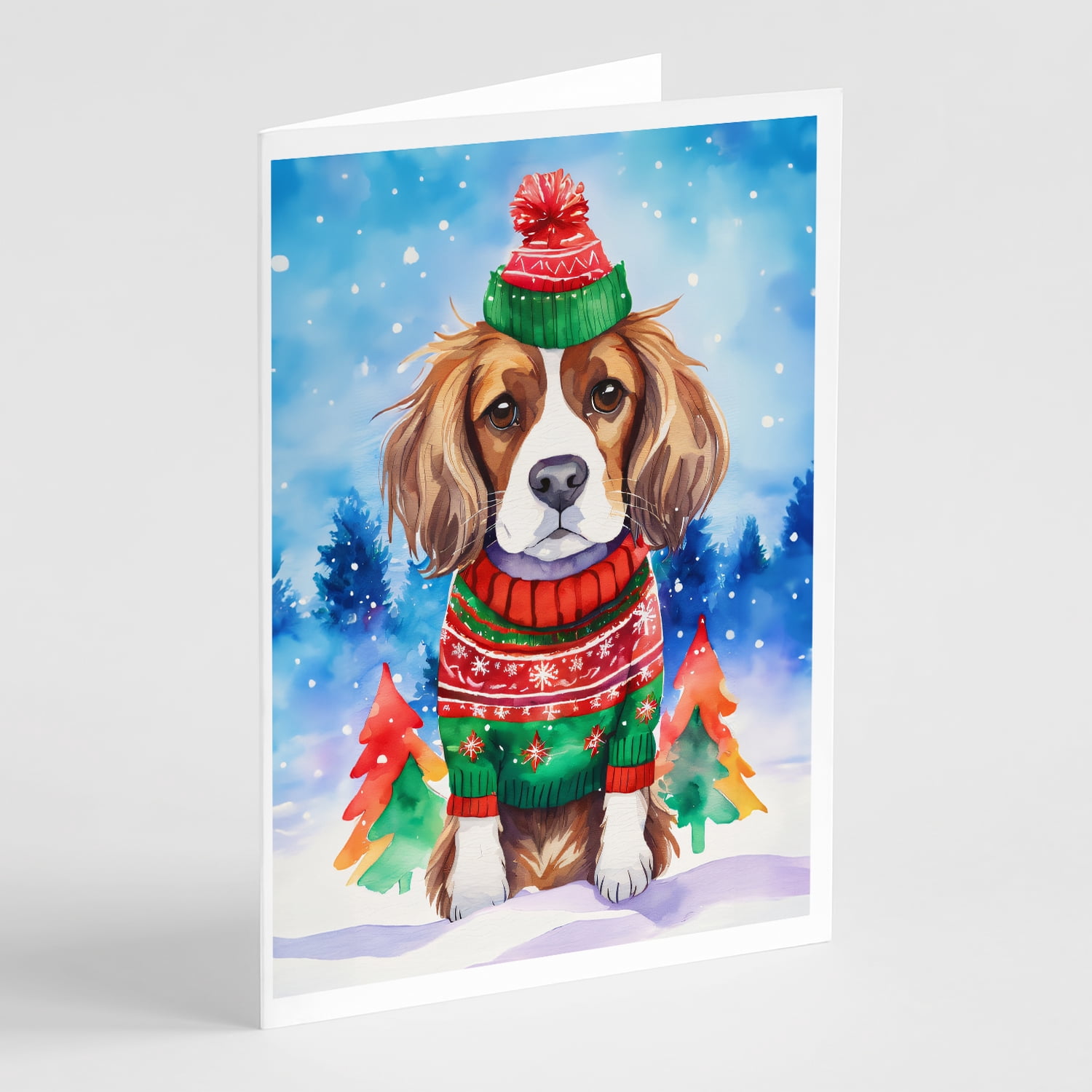 Cavalier Spaniel Christmas Greeting Cards Pack of 8 7 in x 5 in