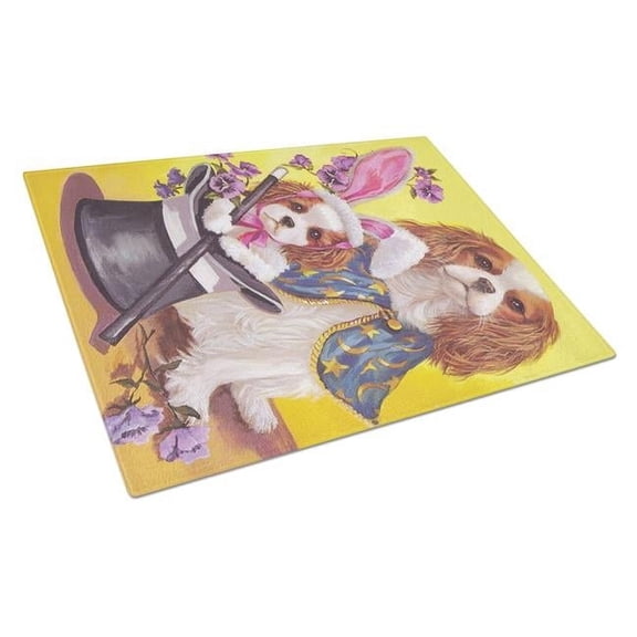 Cavalier Spaniel Easter Magic Glass Cutting Board - Large