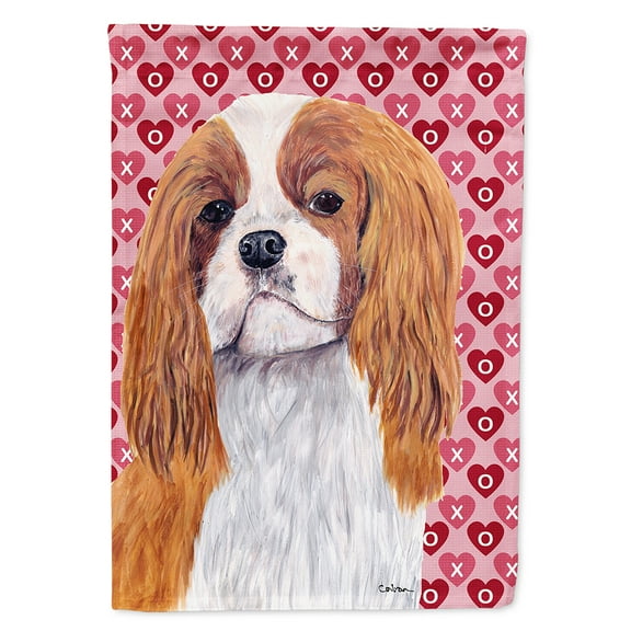 Cavalier Spaniel Hearts Love and Valentine's Day Flag Canvas House Size
