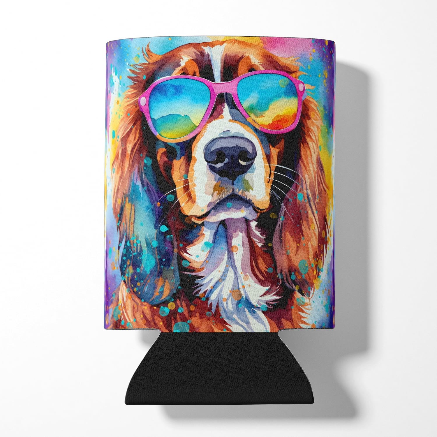 Cavalier Spaniel Hippie Dawg Can or Bottle Hugger 3 in x 5 in