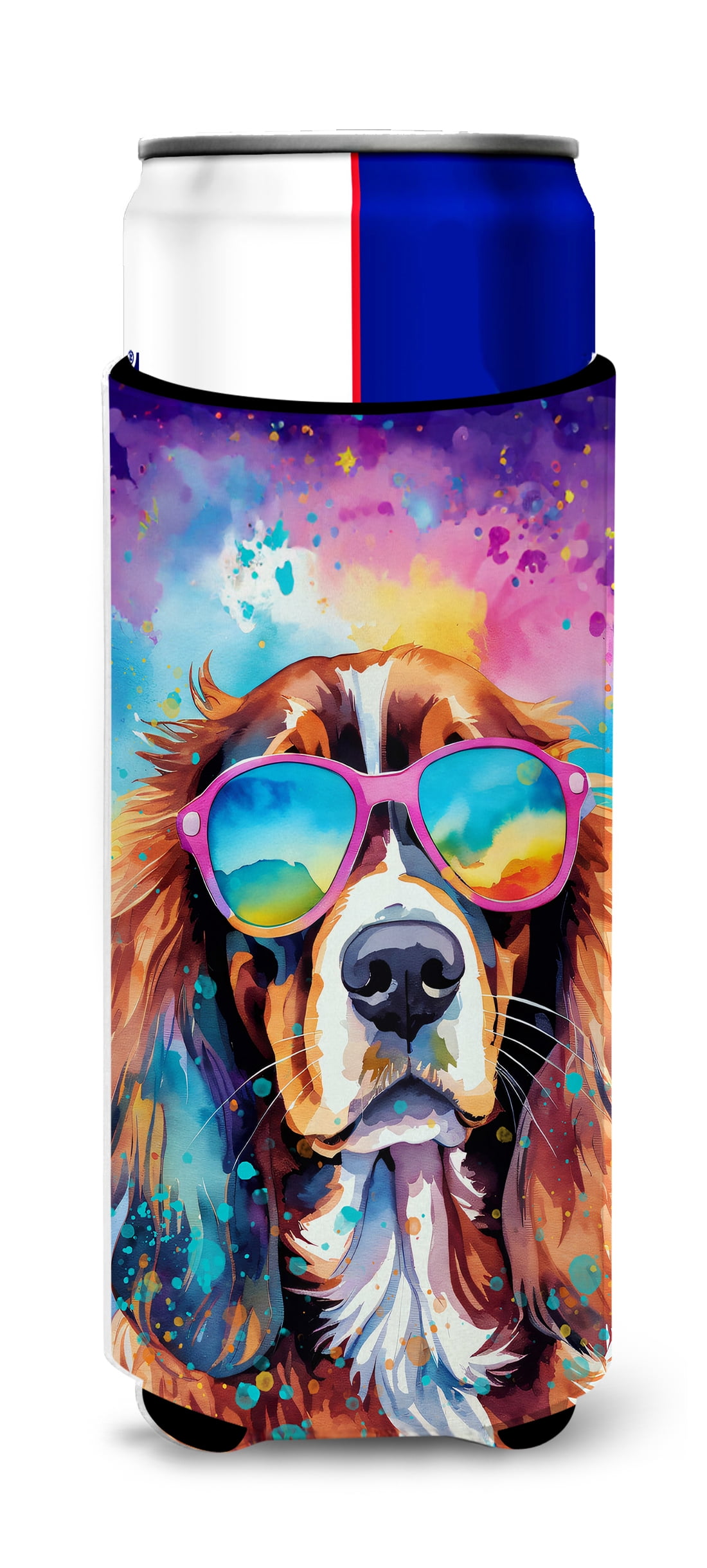 Cavalier Spaniel Hippie Dawg Hugger for Ultra Slim Cans 4 in x 6.5 in