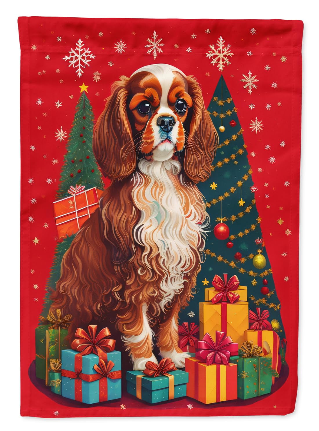 Cavalier Spaniel Holiday Christmas Garden Flag 11.25 in x 15.5 in