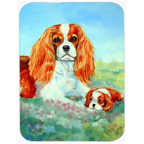 Cavalier Spaniel Mommas Love Glass Cutting Board - Large, 15 x 12 in.