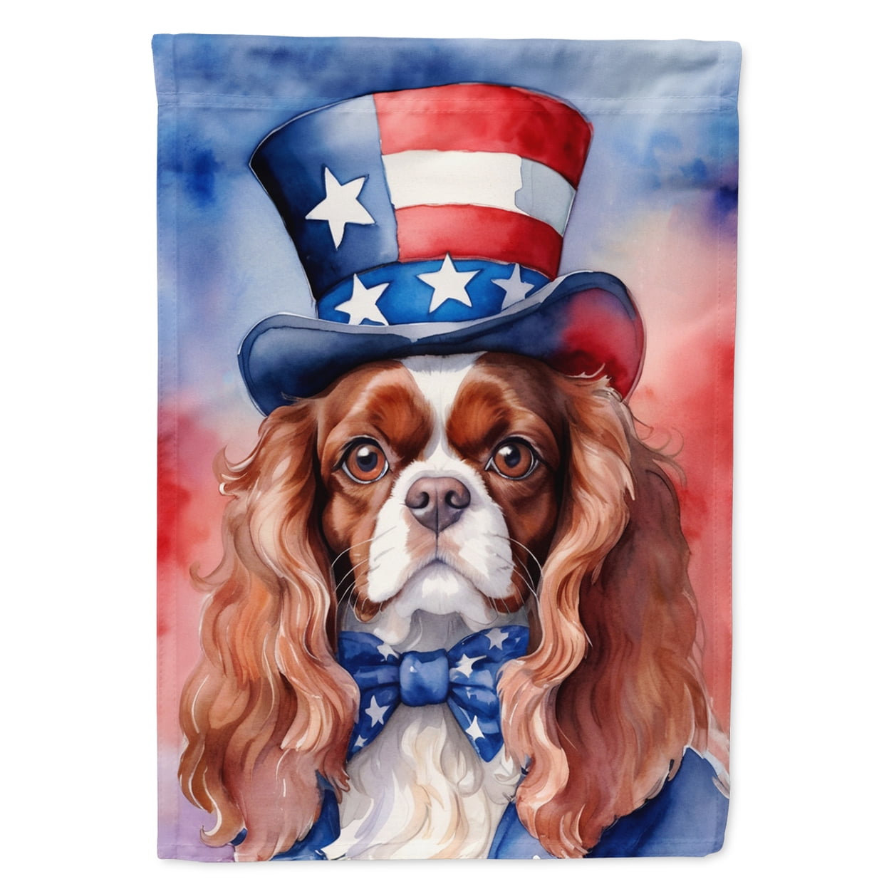 Cavalier Spaniel Patriotic American House Flag 28 in x 40 in