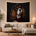 thumbnail image 1 of Cavalier Spaniel Portrait With Burgundy Bandana Cozy Photographic Style for Dog Lovers Pet Wall Decor Housewarming Gift Tapestry Wall Hanging for Bedroom and Living Room, 1 of 7