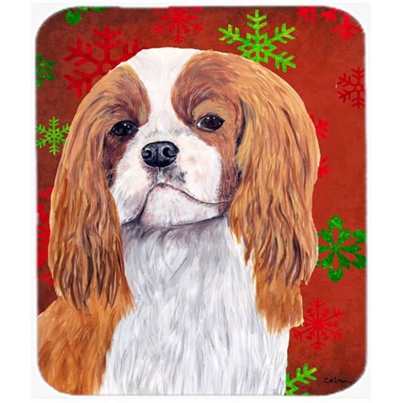 Cavalier Spaniel Red And Green Snowflakes Christmas Mouse Pad, Hot Pad Trivet