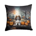 thumbnail image 1 of Cavalier Spaniel Spooky Halloween Fabric Decorative Pillow 14 in x 14 in, 1 of 1