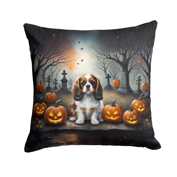 Cavalier Spaniel Spooky Halloween Fabric Decorative Pillow 14 in x 14 in