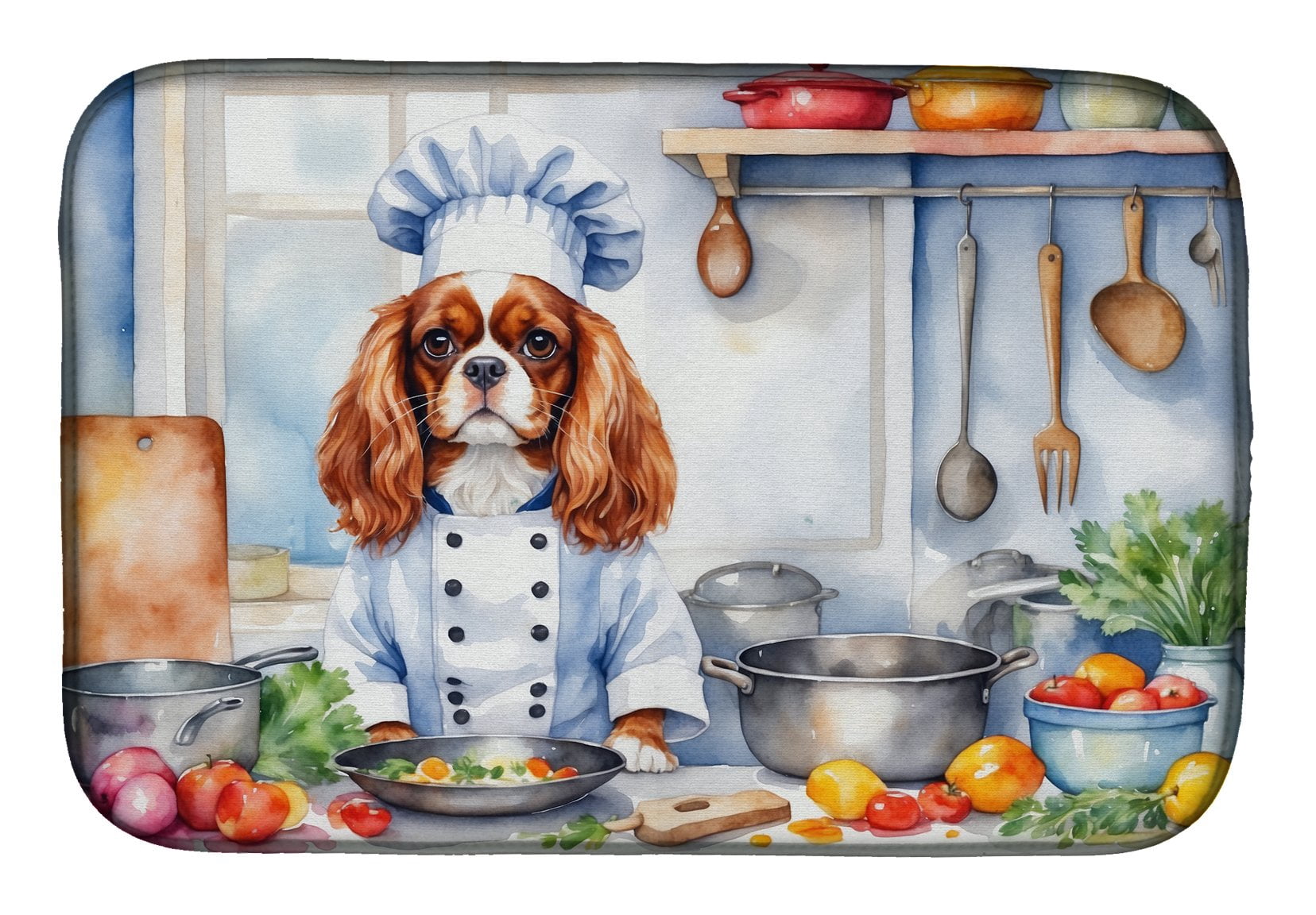 Cavalier Spaniel The Chef Dish Drying Mat