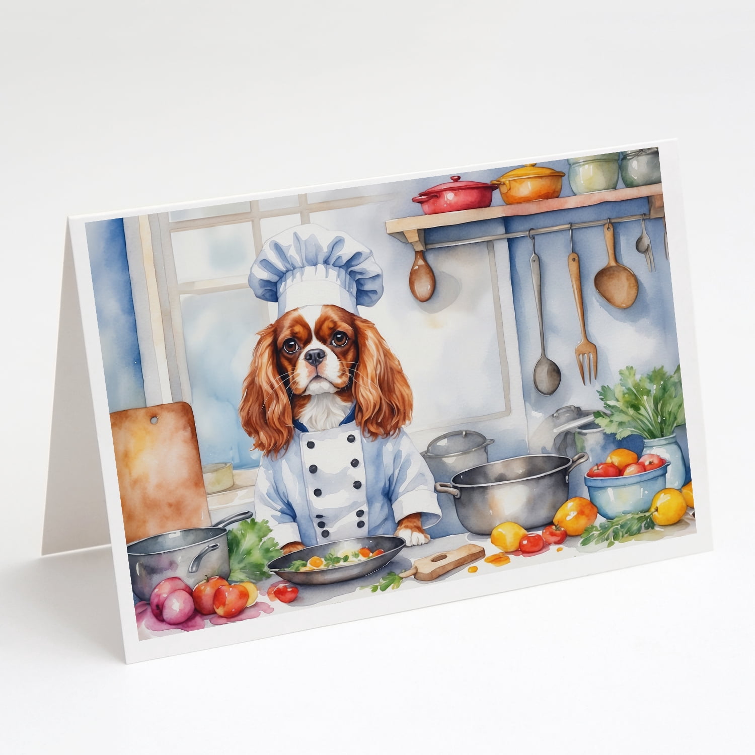 Cavalier Spaniel The Chef Greeting Cards Pack of 8 7 in x 5 in