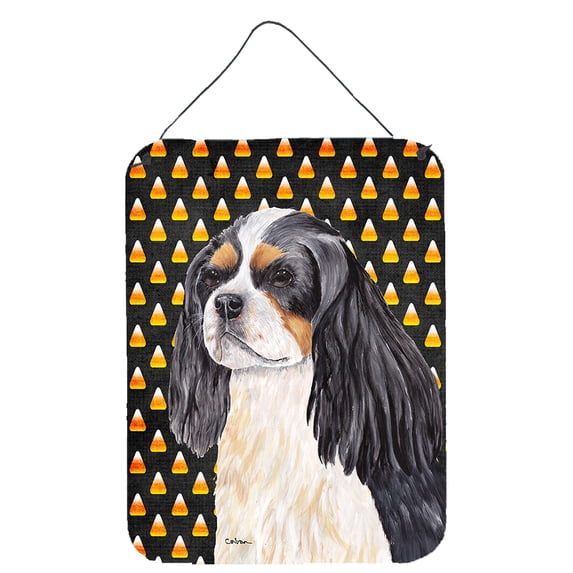 Cavalier Spaniel Tricolor Candy Corn Halloween Portrait Wall or Door Hanging Prints