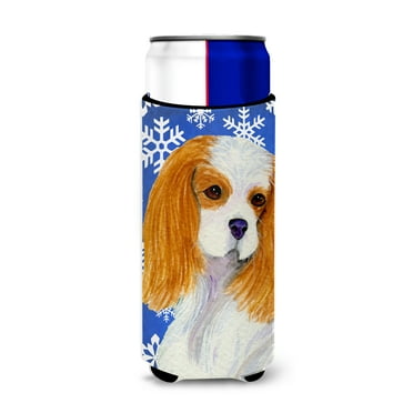 Cavalier Spaniel Winter Snowflakes Holiday Ultra Hugger for slim cans