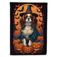 thumbnail image 1 of Cavalier Spaniel Witchy Halloween House Flag 28 in x 40 in, 1 of 7