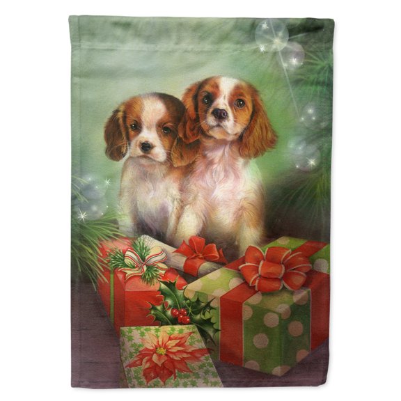 Cavalier Spaniels and Christmas Presents Garden Flag