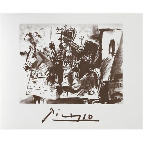 Cavalier en Armure - Black- White - 29 In. x 22 In.
