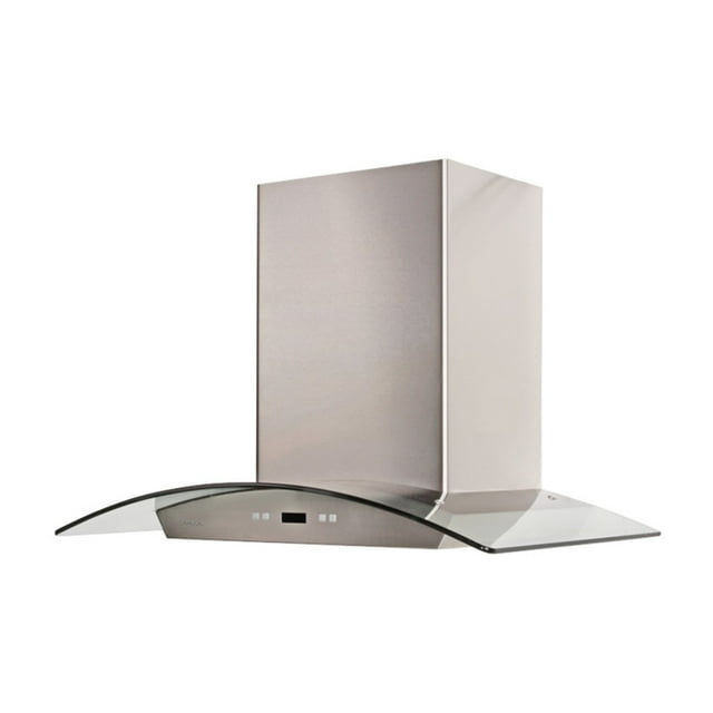 CavaliereEuro 36W in. Tempered Glass Canopy Island Range Hood