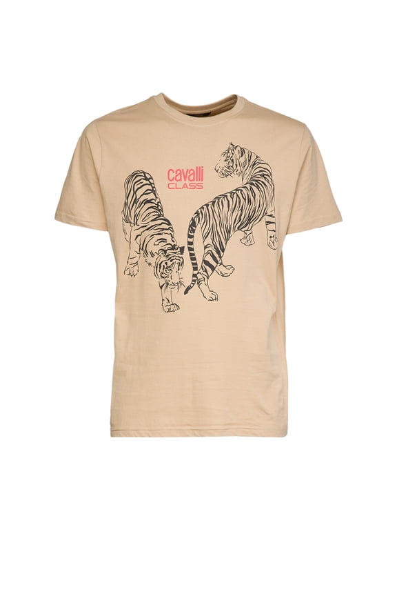 Beige Cotton Men T-Shirt