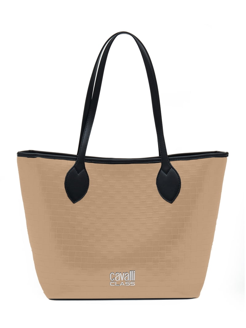 Cavalli Class Beige Everyday Soft Large Shopper Tote Bag for 