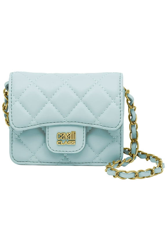 Cavalli Class COMO  Light Blue  Mini Quilted Crossbody  Bag for womens