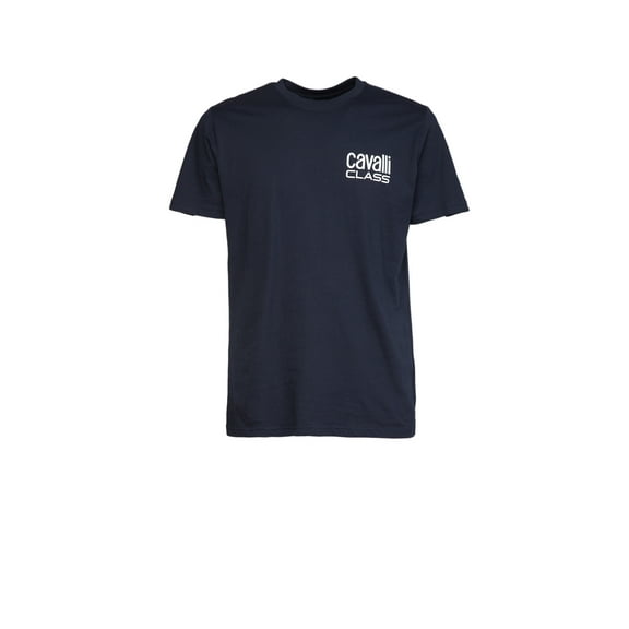 Cavalli Class Navy Signature  Logo Fashion T-Shirt-XXL for mens