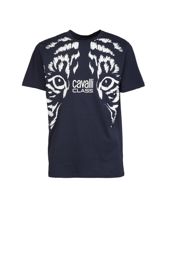 Navy Tiger Eyes Print Fashion T-Shirt-XXL for mens