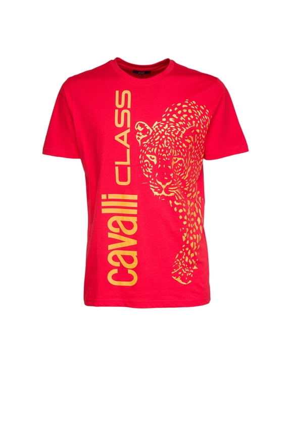 Red Signature Leopard Print Fashion T-Shirt-XL for mens