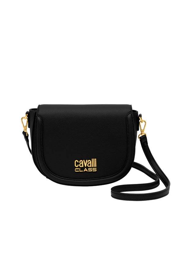 Cavalli Class TORINO Black Medium Crocco Saddle Crossbody bag for womens