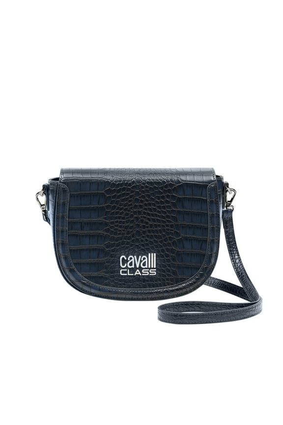 Cavalli Class TORINO Navy Medium Crocco Saddle Crossbody bag for Womens