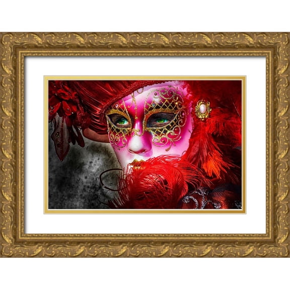 Cavalli, Giovanni 24x17 Gold Ornate Wood Framed with Double Matting Museum Art Print Titled - Green eyes and the mask
