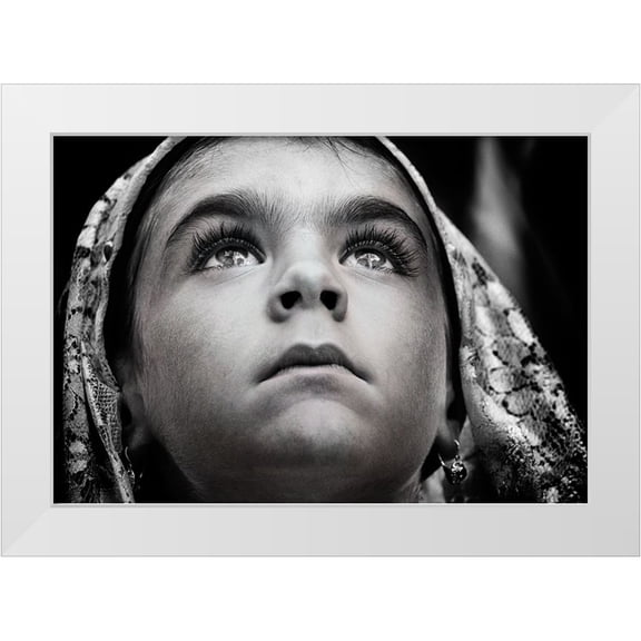 Cavalli, Giovanni 32x23 White Modern Wood Framed Museum Art Print Titled - Girl With Sardinian Traditional Veil
