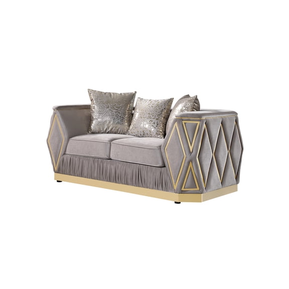 Cavalli Upholstery Diamond Pattern Loveseat Made with Wood in Taupe