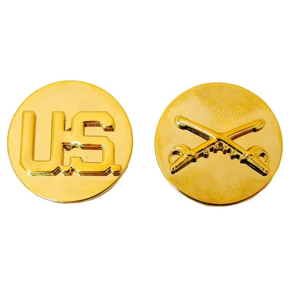 Cavalry Branch Insignia Army Enlisted and US Collar Device Gold Discs