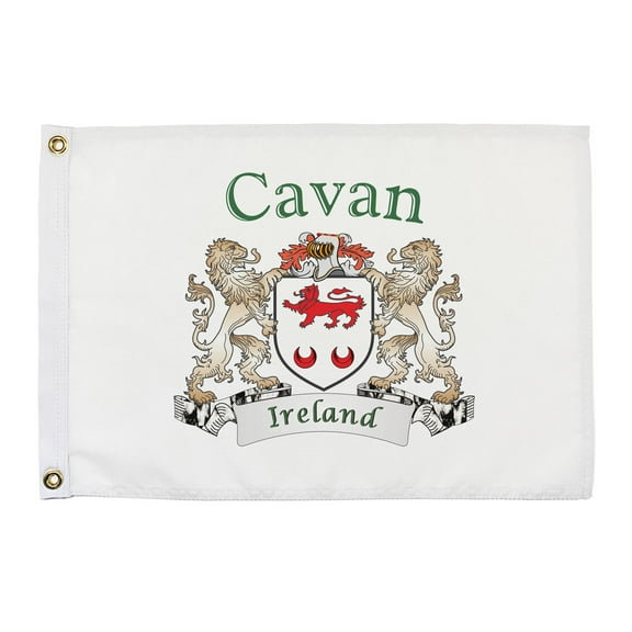 Cavan Irish Coat of Arms Small White Flag - 16"x10.5" inches
