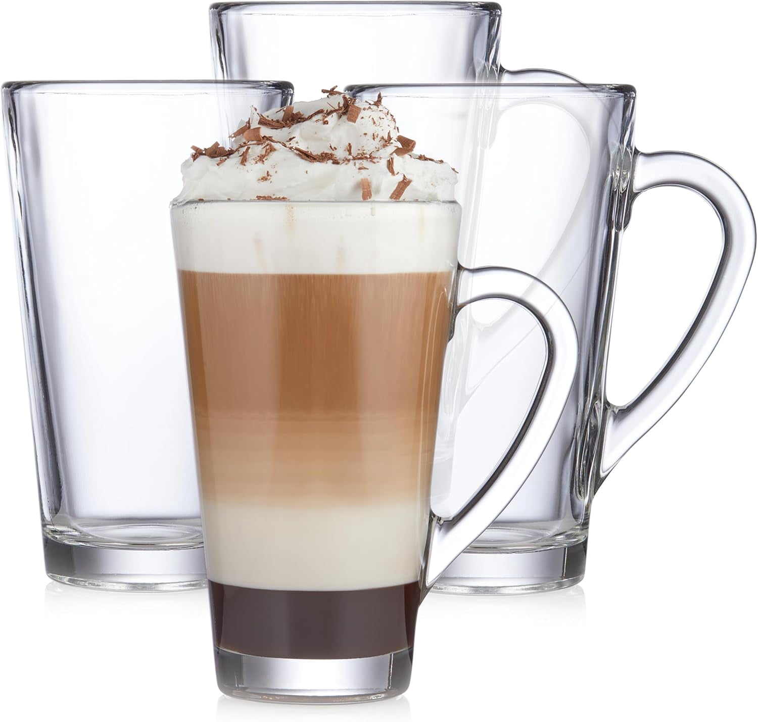 Picture of Cavana Extra Tall Mug - Classic Set 4 Tapered Shape Clear Coffee Mug ...