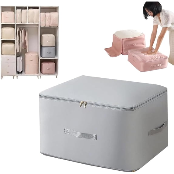 Cavanbrien Ultra Space Saving Self Compression Organizer, Cavanbrien Self Compression Storage Bags, Heavy Duty Moving Organizer Bags, Space Saver Storage Bags for Clothes, Blankets, Bedding (Gray,S)