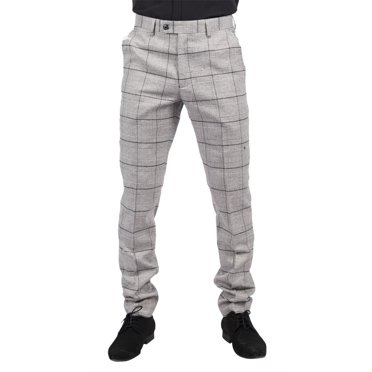 Cavani Ghost Men's Grey Check Black Tweed Trousers