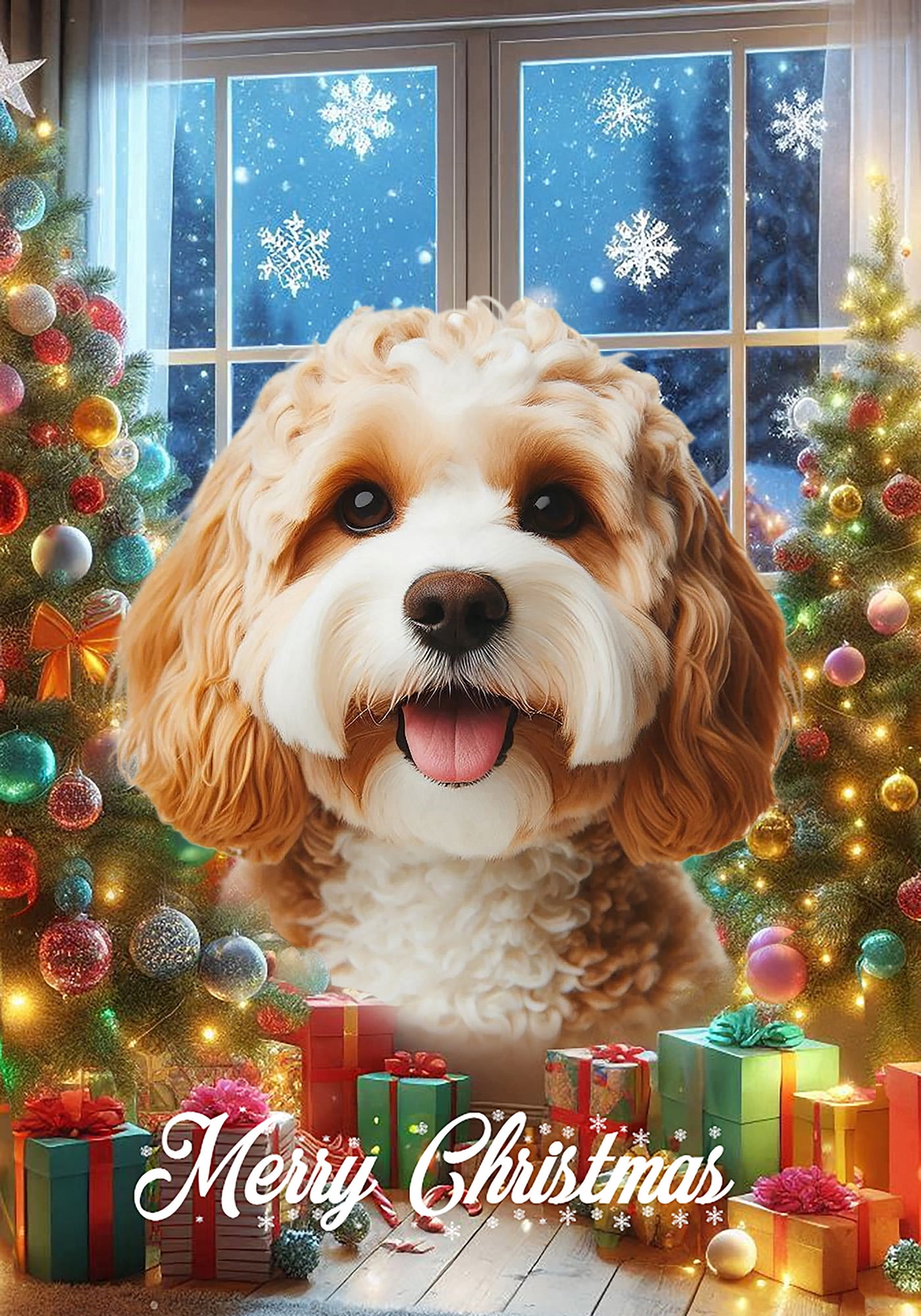 Cavapoo Fall Flag Cavapoo Blonde - Best of Breed Christmas Garden Flag 12