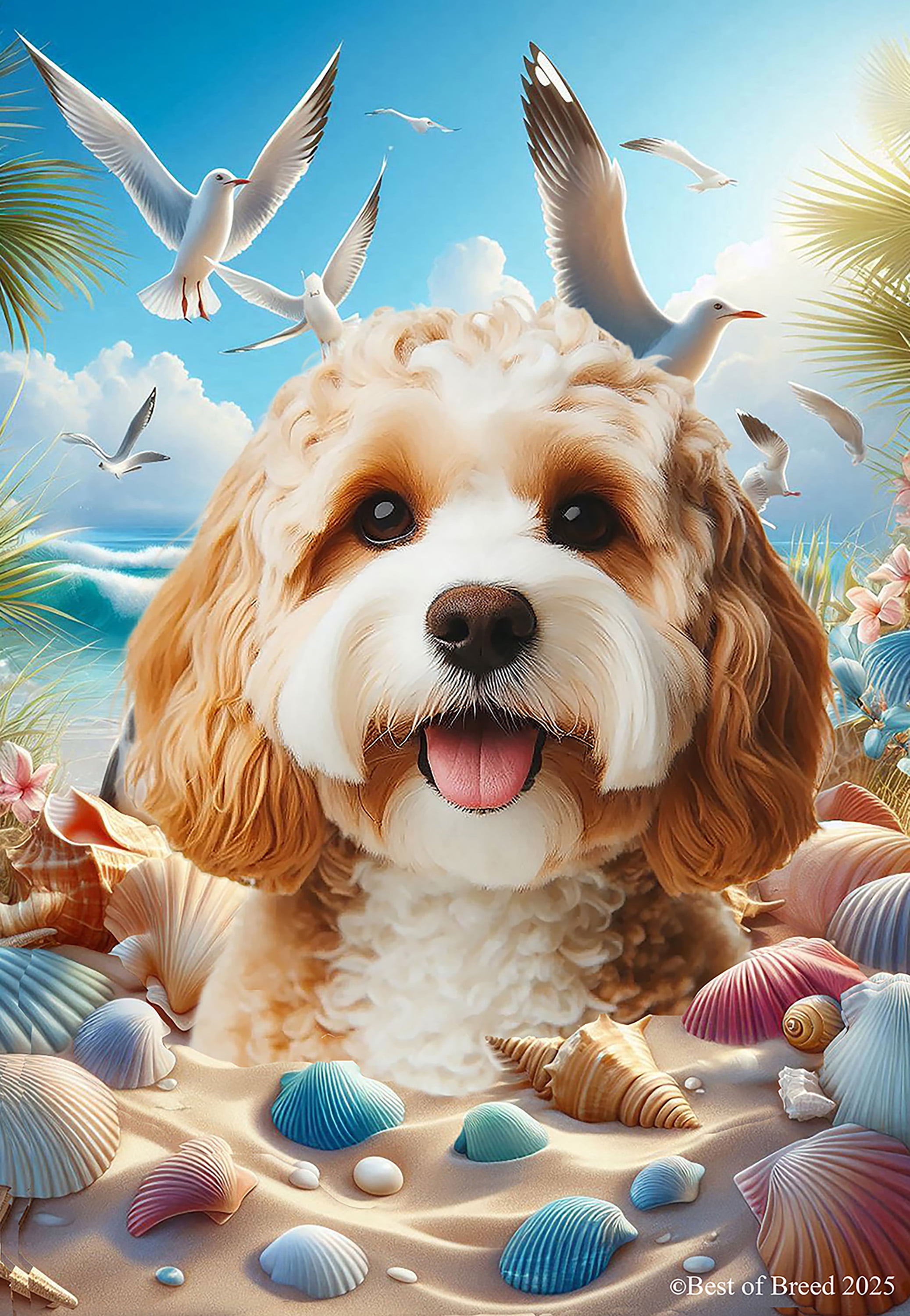 Cavapoo Fall Flag Cavapoo Blonde - Best of Breed Summer Beach Outdoor House Flag 28
