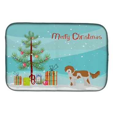 Cavapoo Christmas Tree Dish Drying Mat