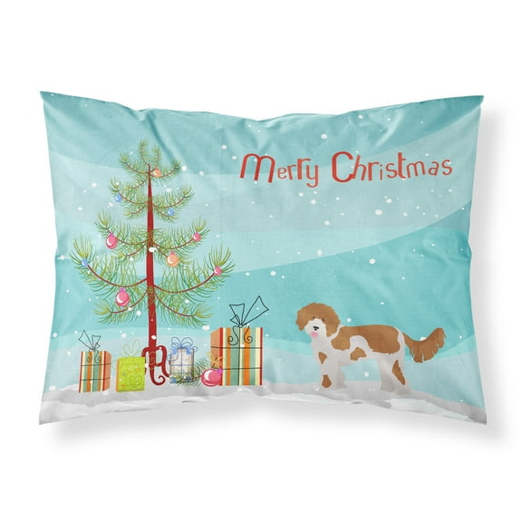 Cavapoo Christmas Tree Fabric Standard Pillowcase