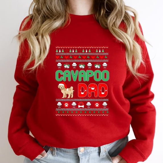 Cavapoo Dad Funny Christmas Ugly Sweater Holiday Graphic SW10751 Unisex Sweatshirt, Up to Size 5XL