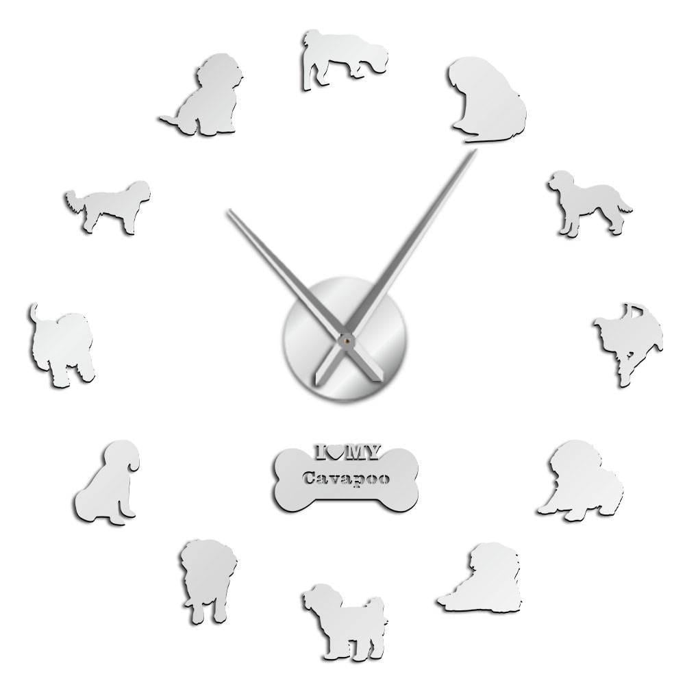 Cavapoo Dog Long Hands Wall Clock Dog Portrait Size Adjustable 3D ...