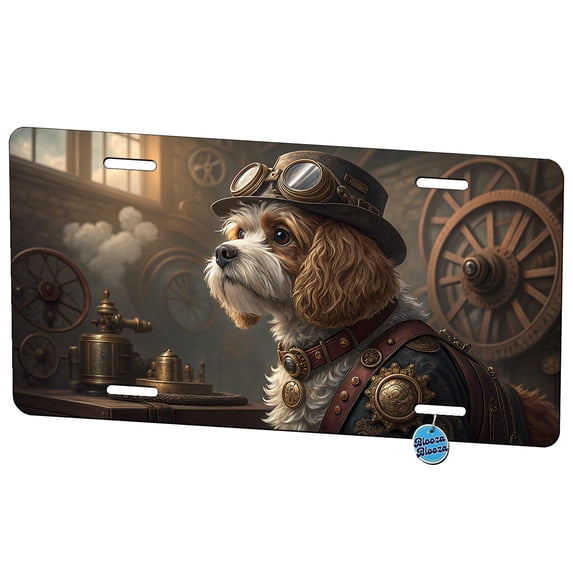 Cavapoo Dog Steampunk Metal Novelty License Plate