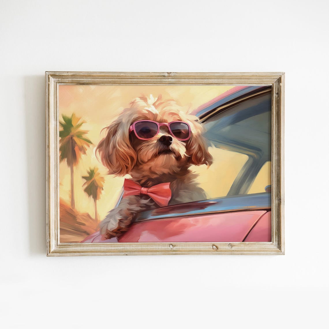 Cavapoo Puppy Palm Springs Retro Wall Art, Unframed Paper Print Size ...
