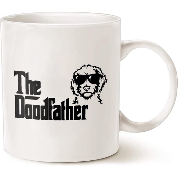 The Doodfather Mug, Doodle Dad Cup Labradoodle Golden Goldendoodle Aussiedoodle Dog Lover Owner Christmas Gift, Birthday Present Coworker Family Friend White 11oz Ceramic Tea Cup