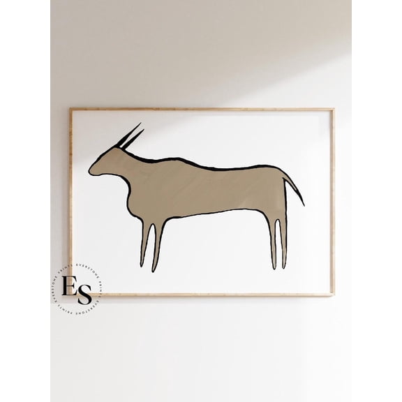 Cave Animal Drawing, Stone Age Wall Art, Prehistoric Cave Art, Primitive Caveman Art, Vintage Animal Sketch Art Wall Art, Modern Wall Decor, 24x36 UNFRAMED