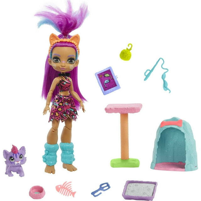 Cave Club Purr-fect Pet Adventure Playset with Roaralai Doll (8 10-inch) and Pet
